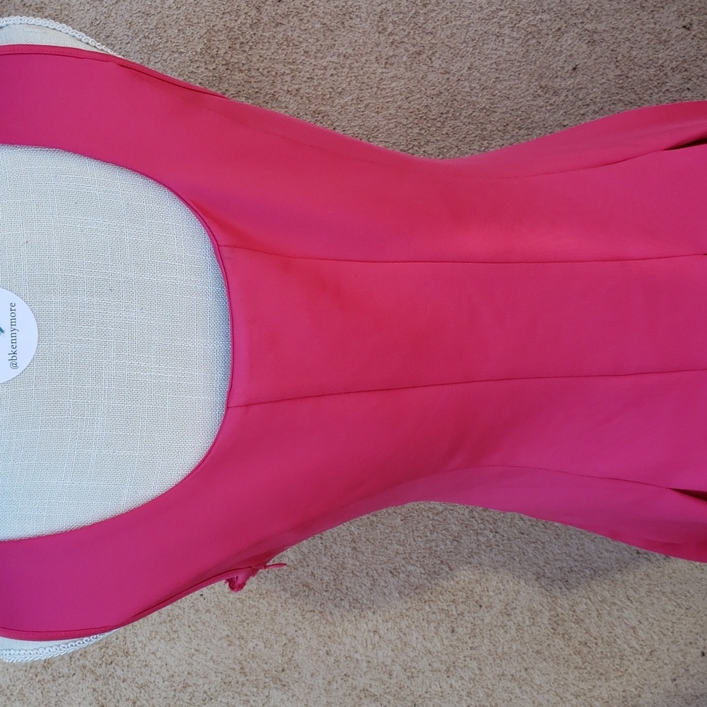 Boston Proper pink scuba fit and flare forget me knot dress - Picture 8 of 12